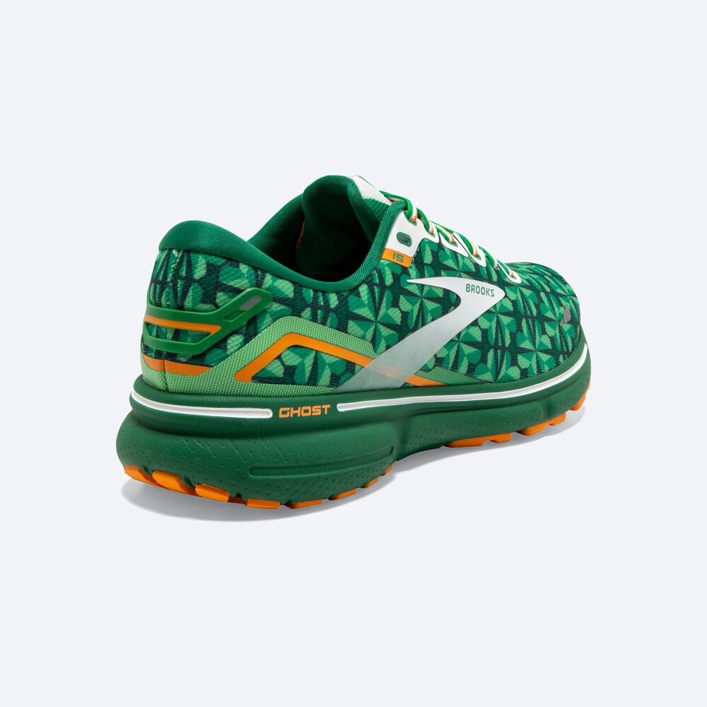 Brooks Ghost 15 Férfi Futócipő Zöld/Fehér/Narancssárga | HU642879