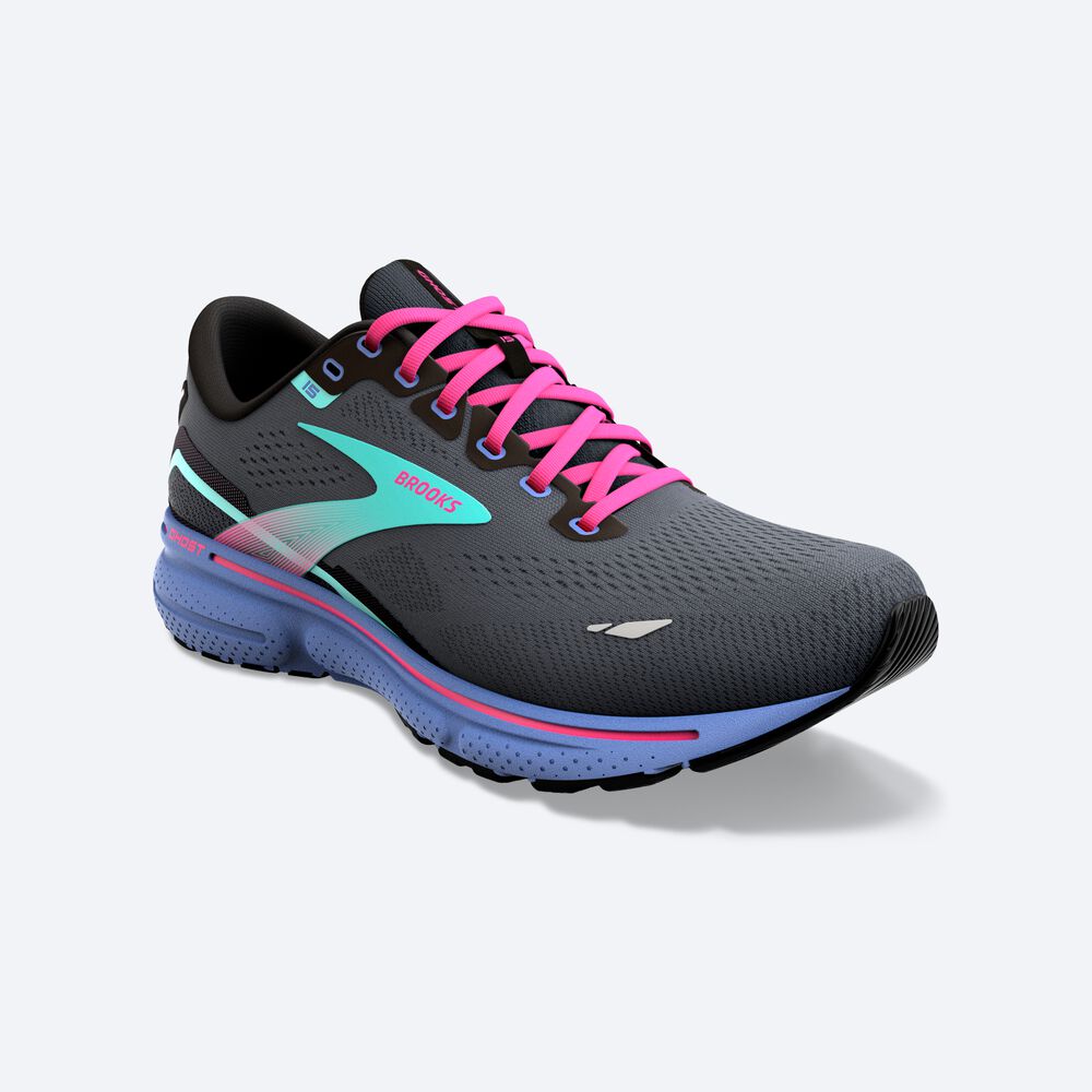 Brooks Ghost 15 Női Futócipő Fekete/Kék | HU642705