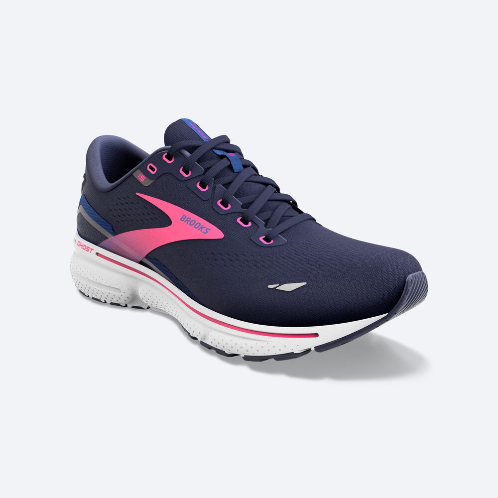 Brooks Ghost 15 Női Futócipő Sötétkék/Kék/Rózsaszín | HU406982