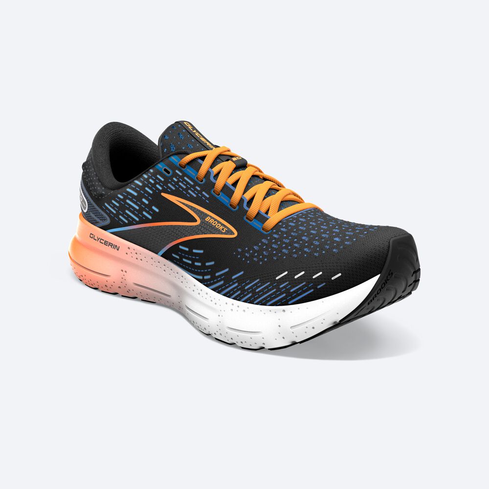 Brooks Glycerin 20 Férfi Futócipő Fekete/Kék/Narancssárga | HU132897