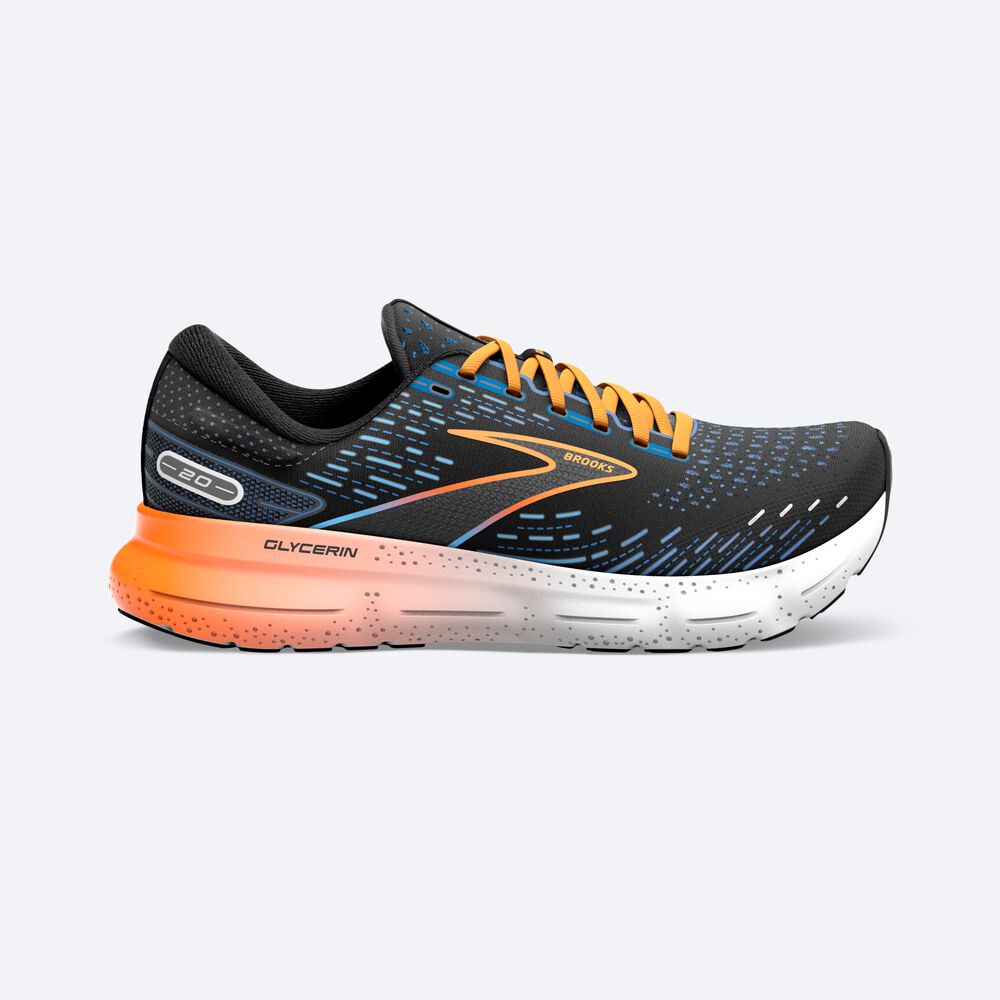 Brooks Glycerin 20 Férfi Futócipő Fekete/Kék/Narancssárga | HU132897