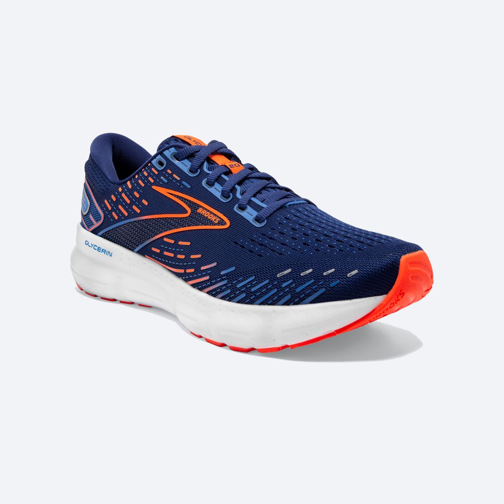 Brooks Glycerin 20 Férfi Futócipő Kék/Kék/Narancssárga | HU423159