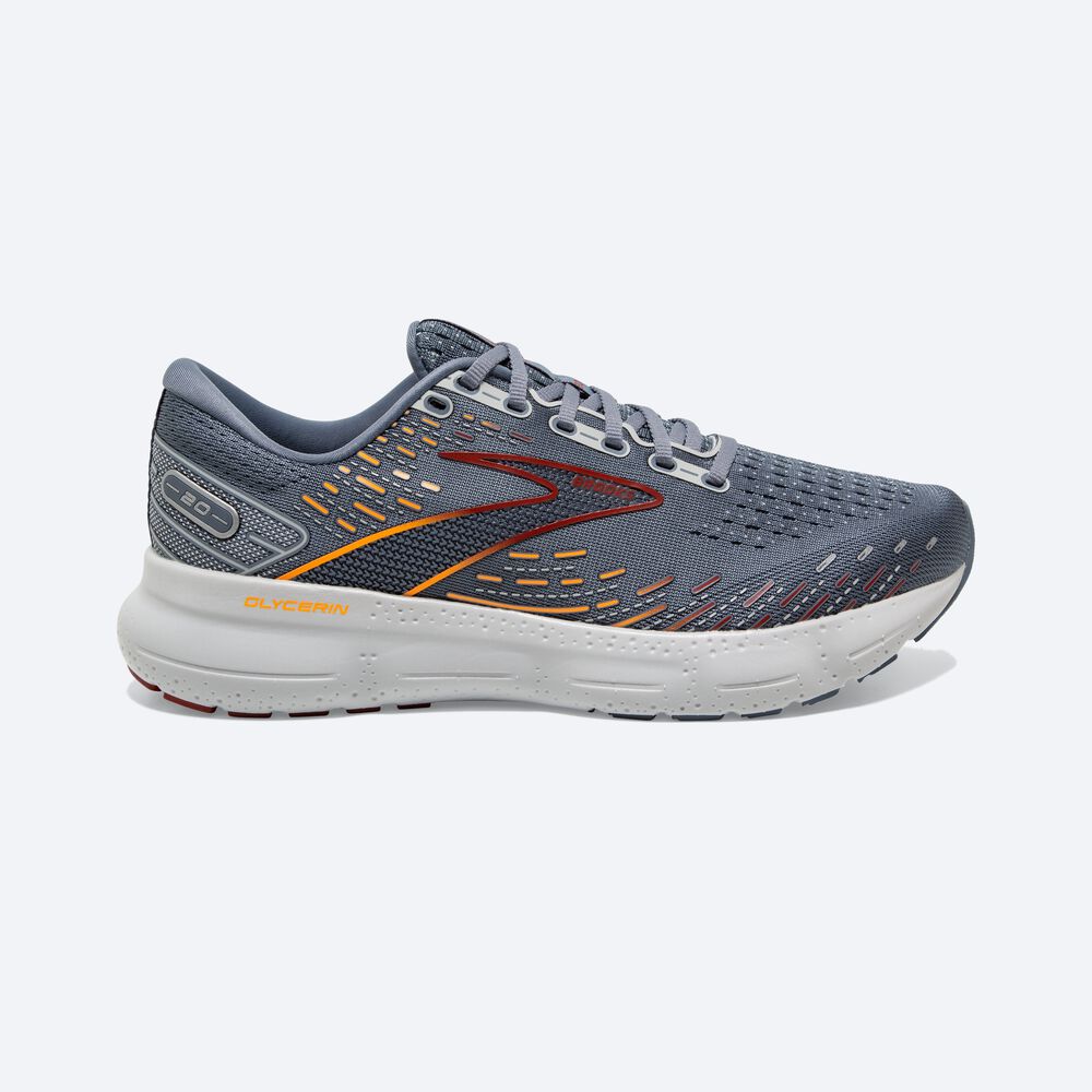 Brooks Glycerin 20 Férfi Futócipő Szürke/Piros/Narancssárga | HU523490