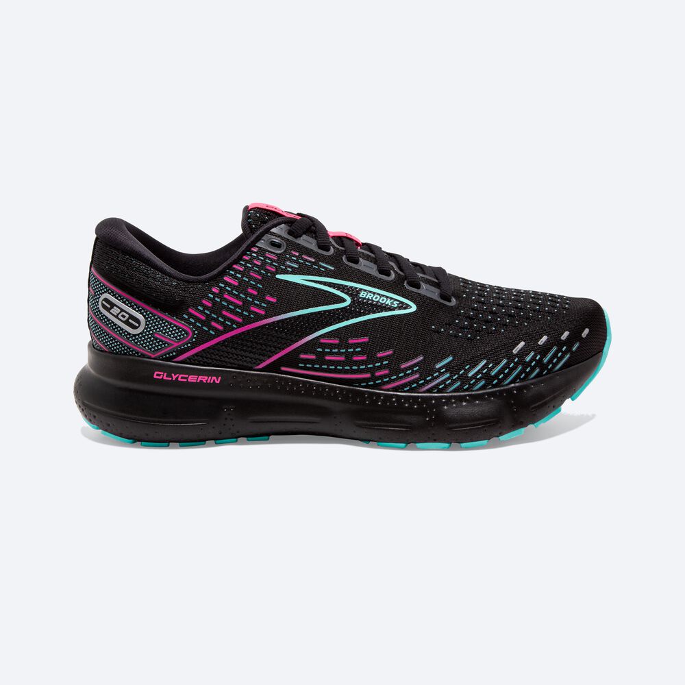 Brooks Glycerin 20 Női Futócipő Fekete/Kék Világos/Rózsaszín | HU769084