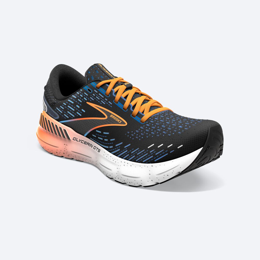 Brooks Glycerin GTS 20 Férfi Futócipő Fekete/Kék/Narancssárga | HU034195