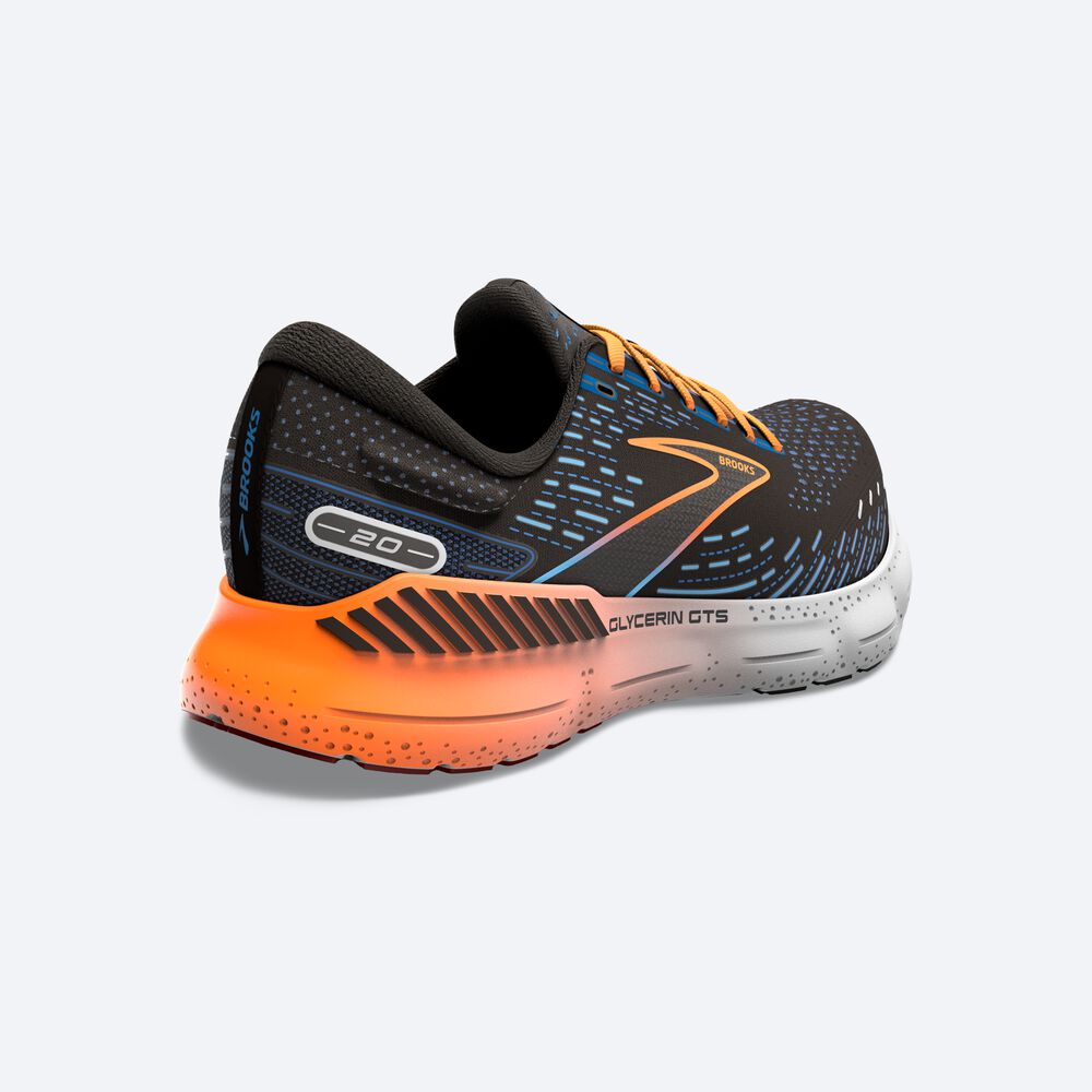 Brooks Glycerin GTS 20 Férfi Futócipő Fekete/Kék/Narancssárga | HU034195