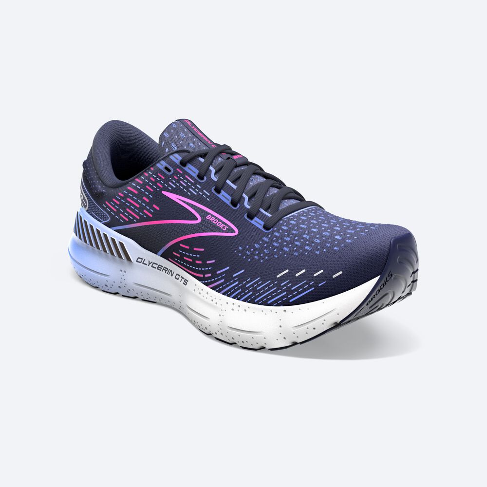 Brooks Glycerin GTS 20 Női Futócipő Sötétkék/Kék/Rózsaszín | HU628179