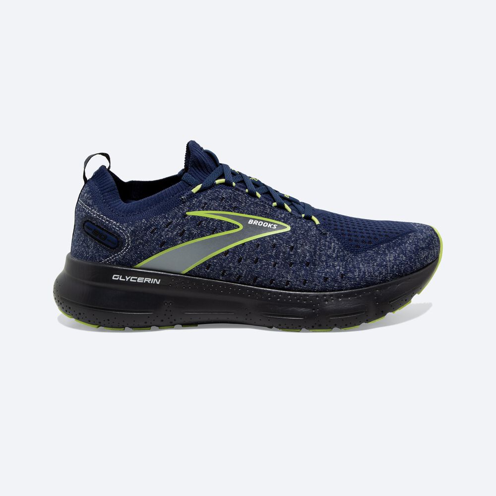 Brooks Glycerin StealthFit 20 Férfi Futócipő Kék/Világos Zöld | HU418590