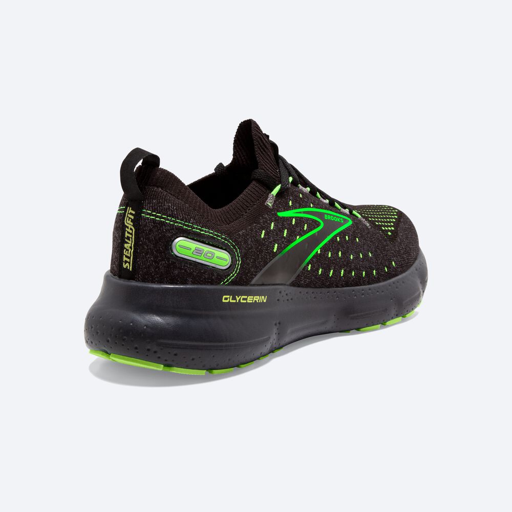 Brooks Glycerin StealthFit 20 Férfi Futócipő Fekete/Zöld | HU659470