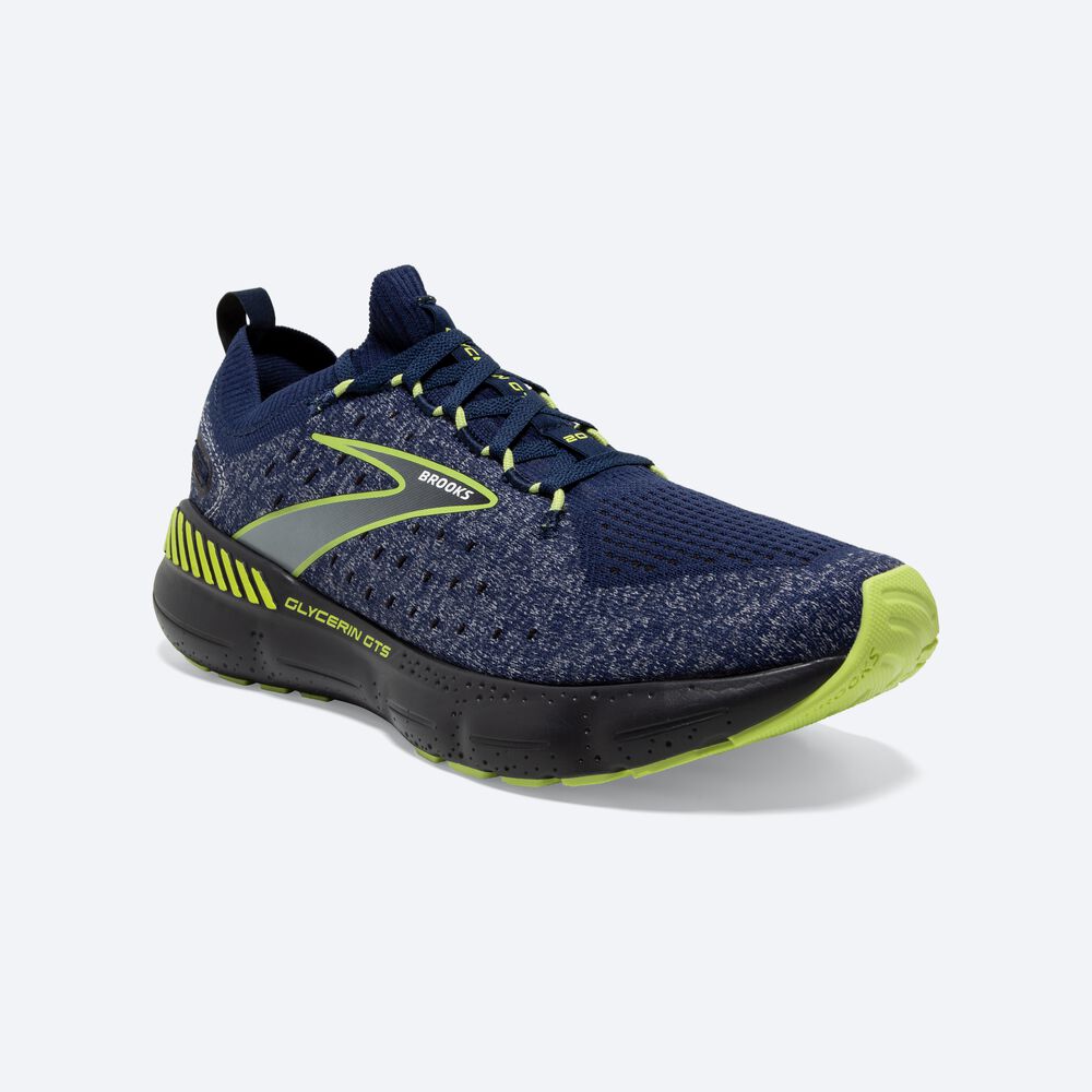 Brooks Glycerin StealthFit GTS 20 Férfi Futócipő Kék/Világos Zöld | HU238976