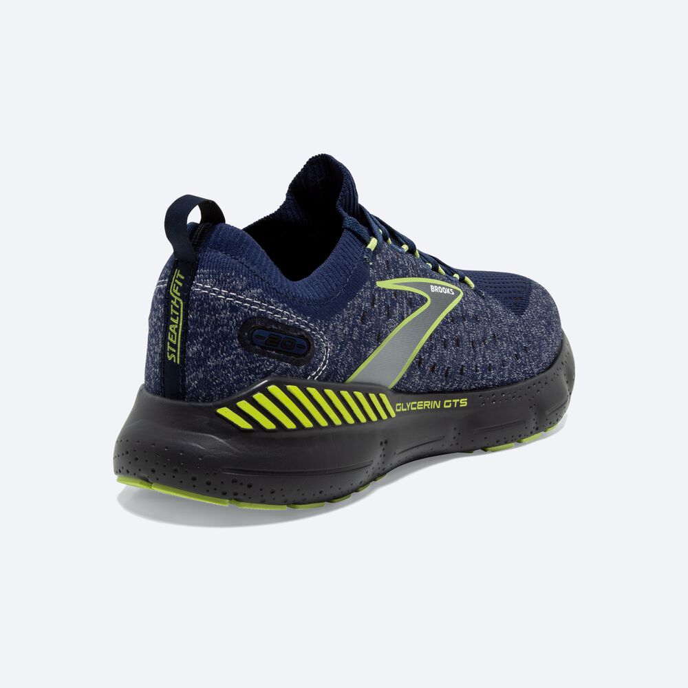 Brooks Glycerin StealthFit GTS 20 Férfi Futócipő Kék/Világos Zöld | HU238976