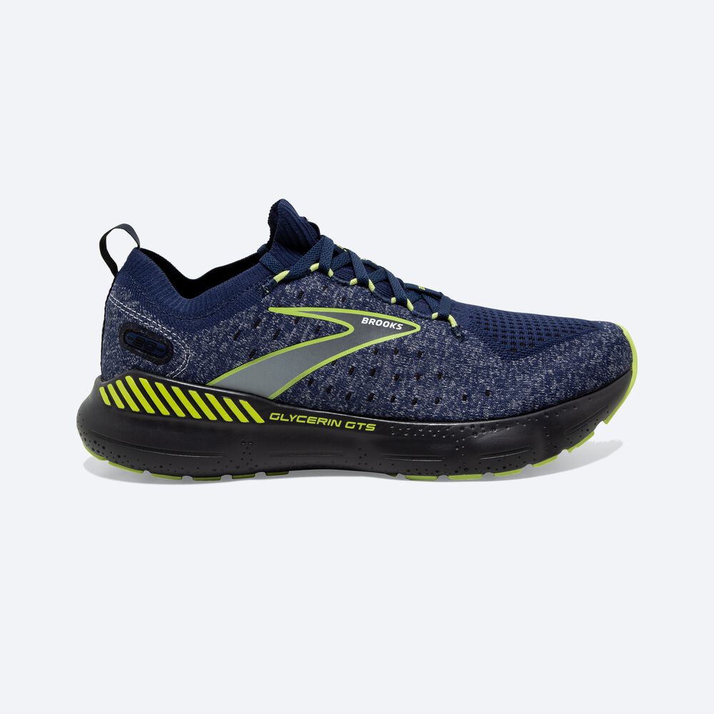 Brooks Glycerin StealthFit GTS 20 Férfi Futócipő Kék/Világos Zöld | HU238976