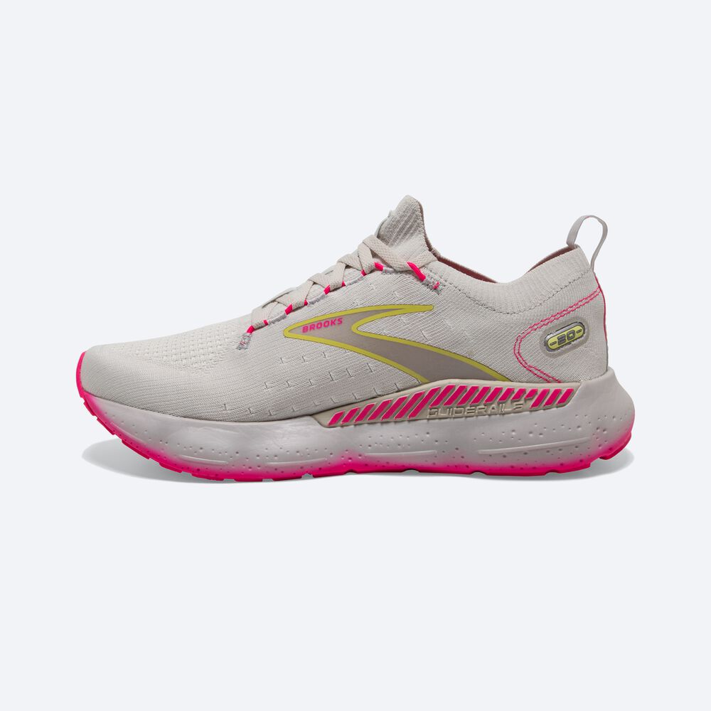 Brooks Glycerin StealthFit GTS 20 Női Futócipő Szürke/Sárga/Rózsaszín | HU367194