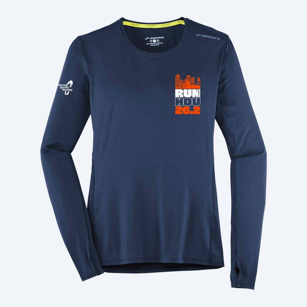 Brooks Houston23 Distance Long Sleeve 2.0 Női Póló Sötétkék | HU910742