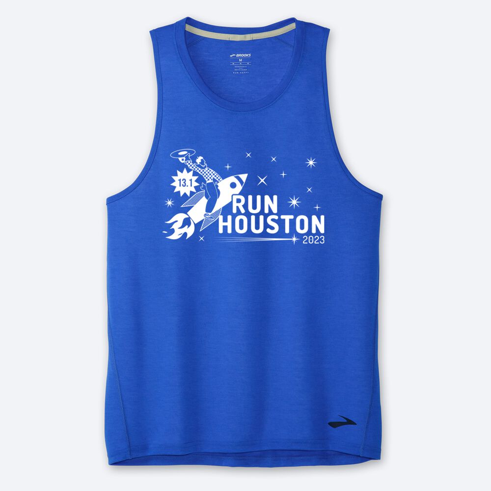 Brooks Houston23 Distance Tank 2.0 Férfi Ujjatlan Póló Kék | HU729065