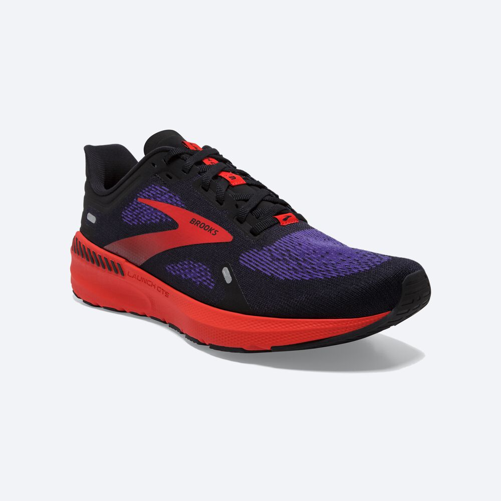 Brooks Launch GTS 9 Férfi Futócipő Fekete/MélyKék/Piros | HU074296