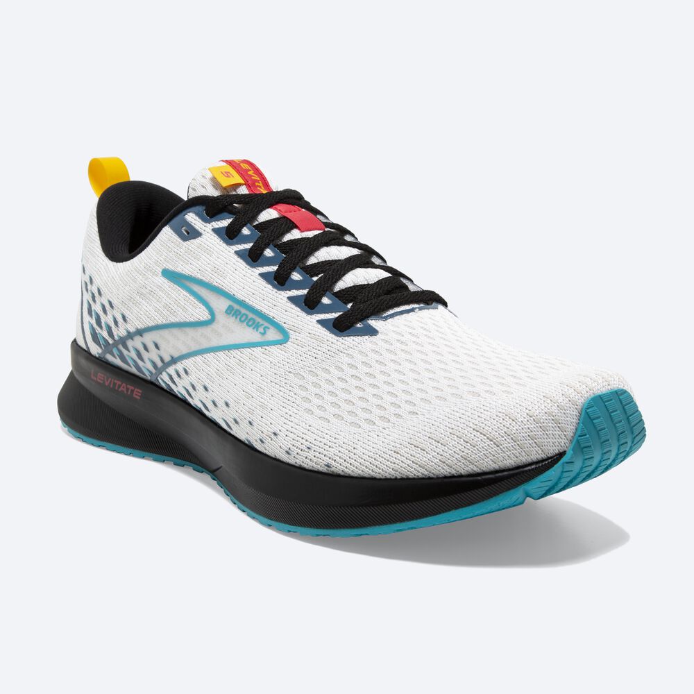 Brooks Levitate 5 Férfi Futócipő Fehér/Kék/Fekete | HU254196