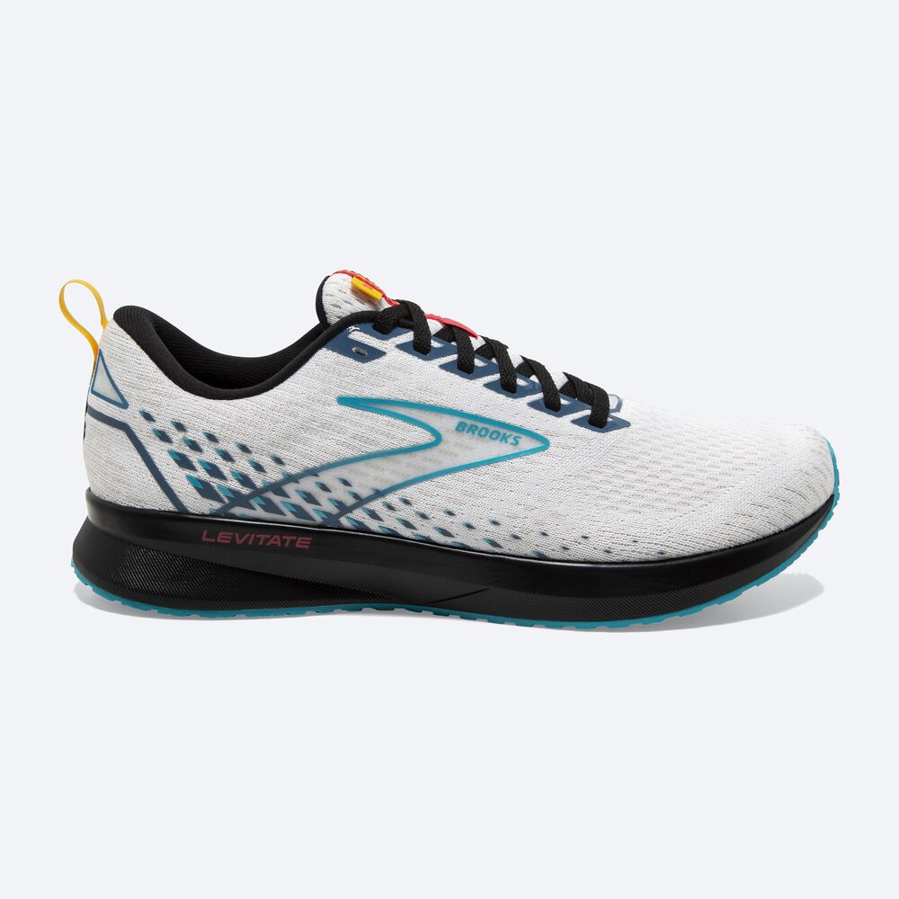 Brooks Levitate 5 Férfi Futócipő Fehér/Kék/Fekete | HU254196