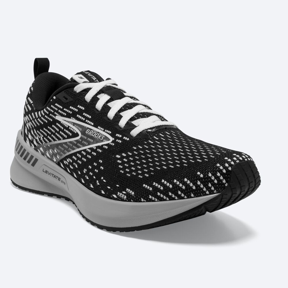 Brooks Levitate GTS 5 Női Futócipő Fekete/Szürke/Fehér | HU631807