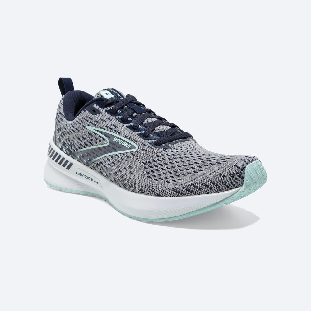 Brooks Levitate GTS 5 Női Futócipő Szürke/Sötétkék/Kék | HU907285