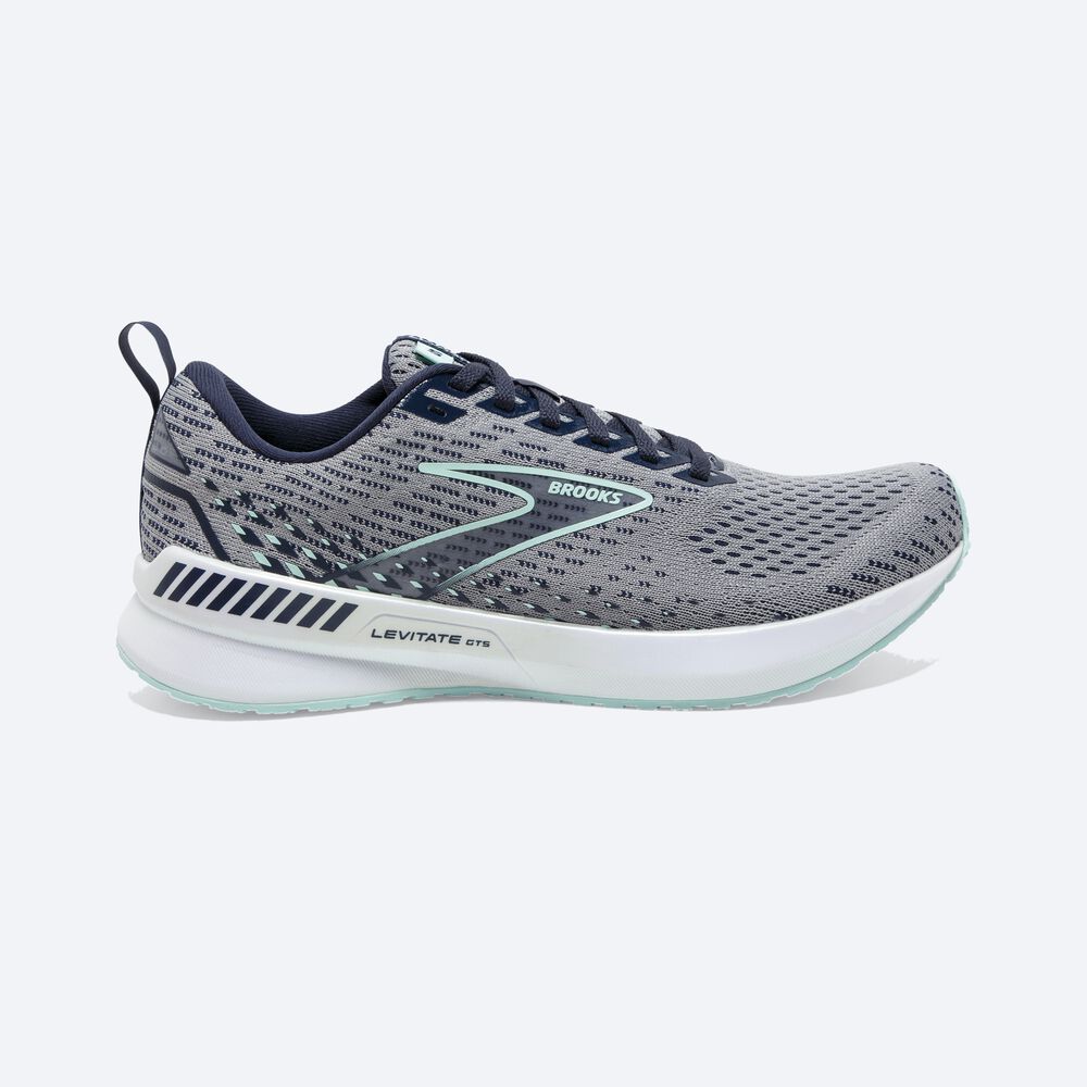 Brooks Levitate GTS 5 Női Futócipő Szürke/Sötétkék/Kék | HU907285