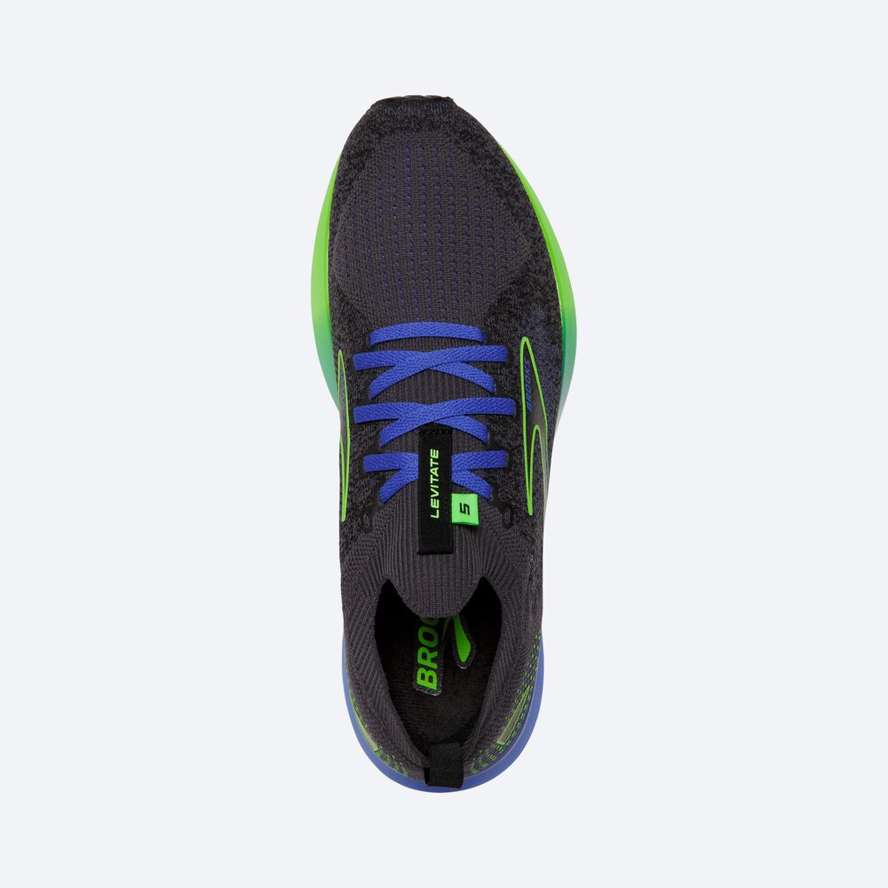 Brooks Levitate StealthFit 5 Férfi Futócipő Fekete/Zöld/Kék | HU180425