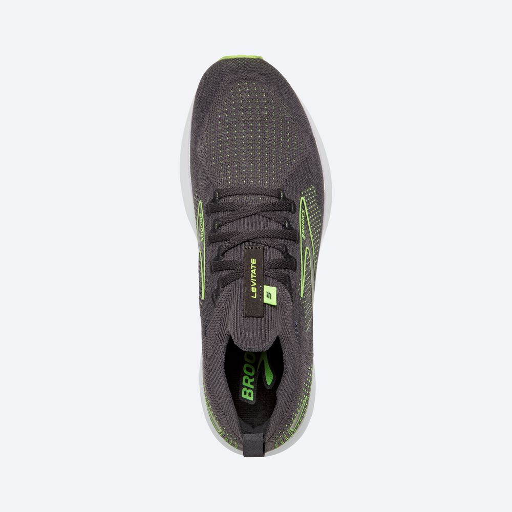 Brooks Levitate StealthFit 5 Férfi Futócipő Fekete/Zöld | HU275910