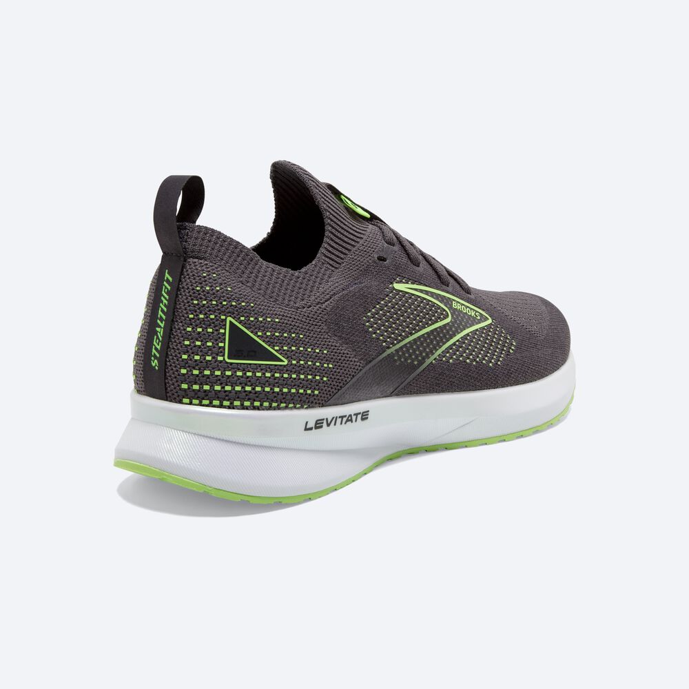 Brooks Levitate StealthFit 5 Férfi Futócipő Fekete/Zöld | HU275910