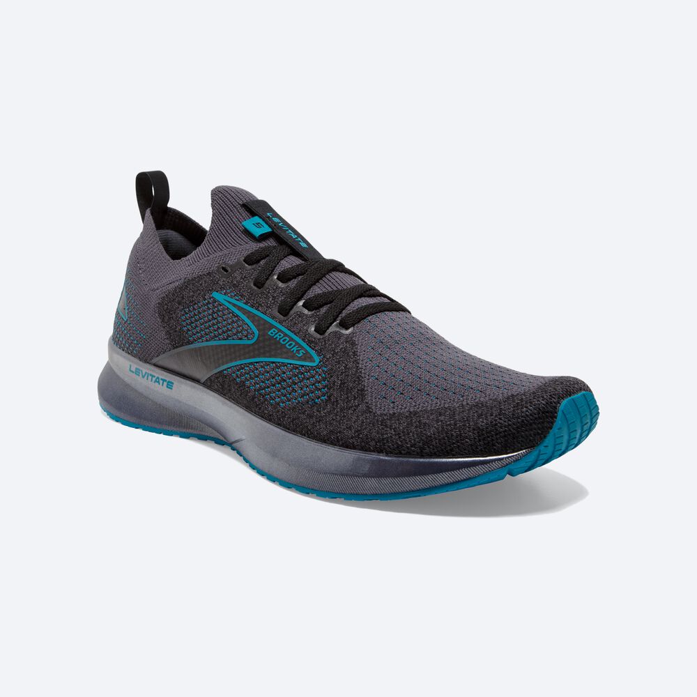 Brooks Levitate StealthFit 5 Férfi Futócipő Fekete/Türkiz | HU421038