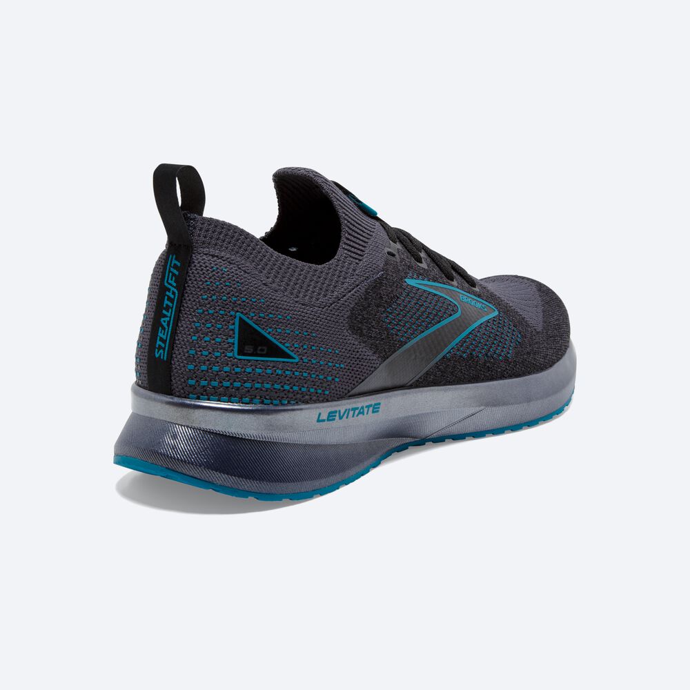 Brooks Levitate StealthFit 5 Férfi Futócipő Fekete/Türkiz | HU421038