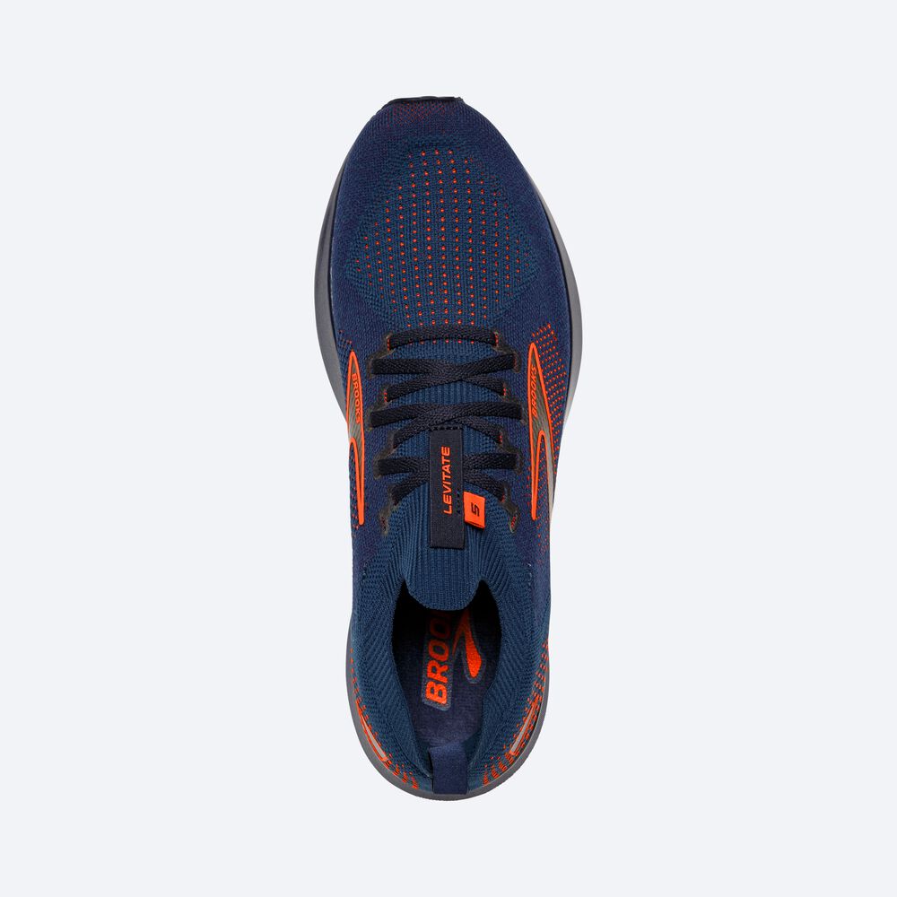 Brooks Levitate StealthFit 5 Férfi Futócipő Sötétkék/Barna | HU937860