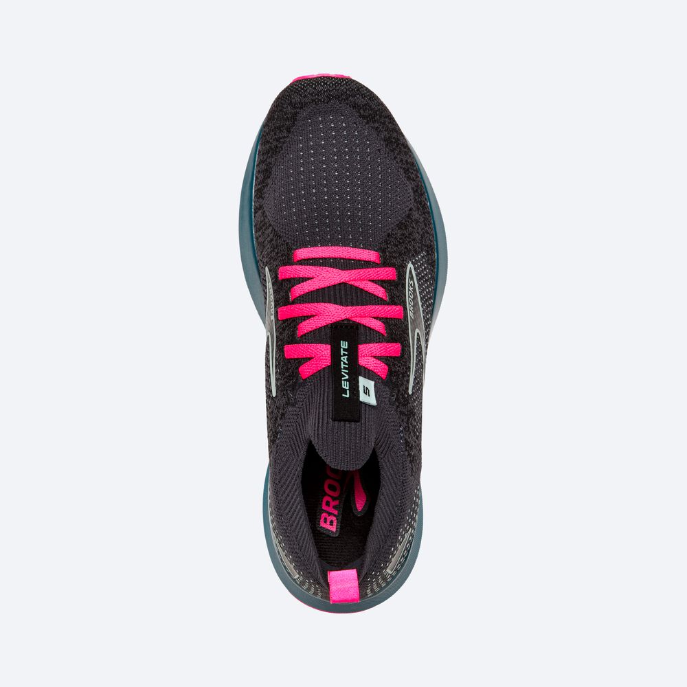 Brooks Levitate StealthFit 5 Női Futócipő Fekete/Kék/Rózsaszín | HU740392