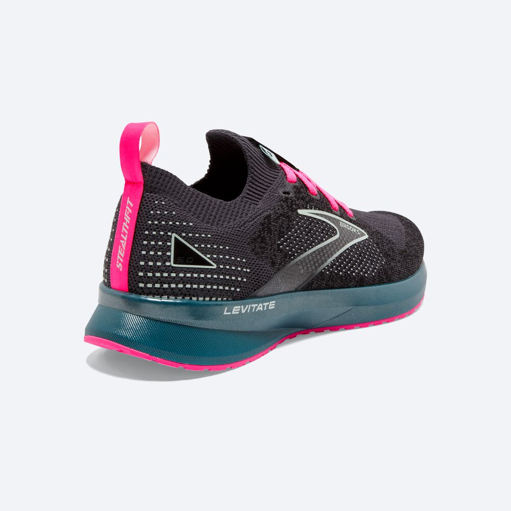 Brooks Levitate StealthFit 5 Női Futócipő Fekete/Kék/Rózsaszín | HU740392