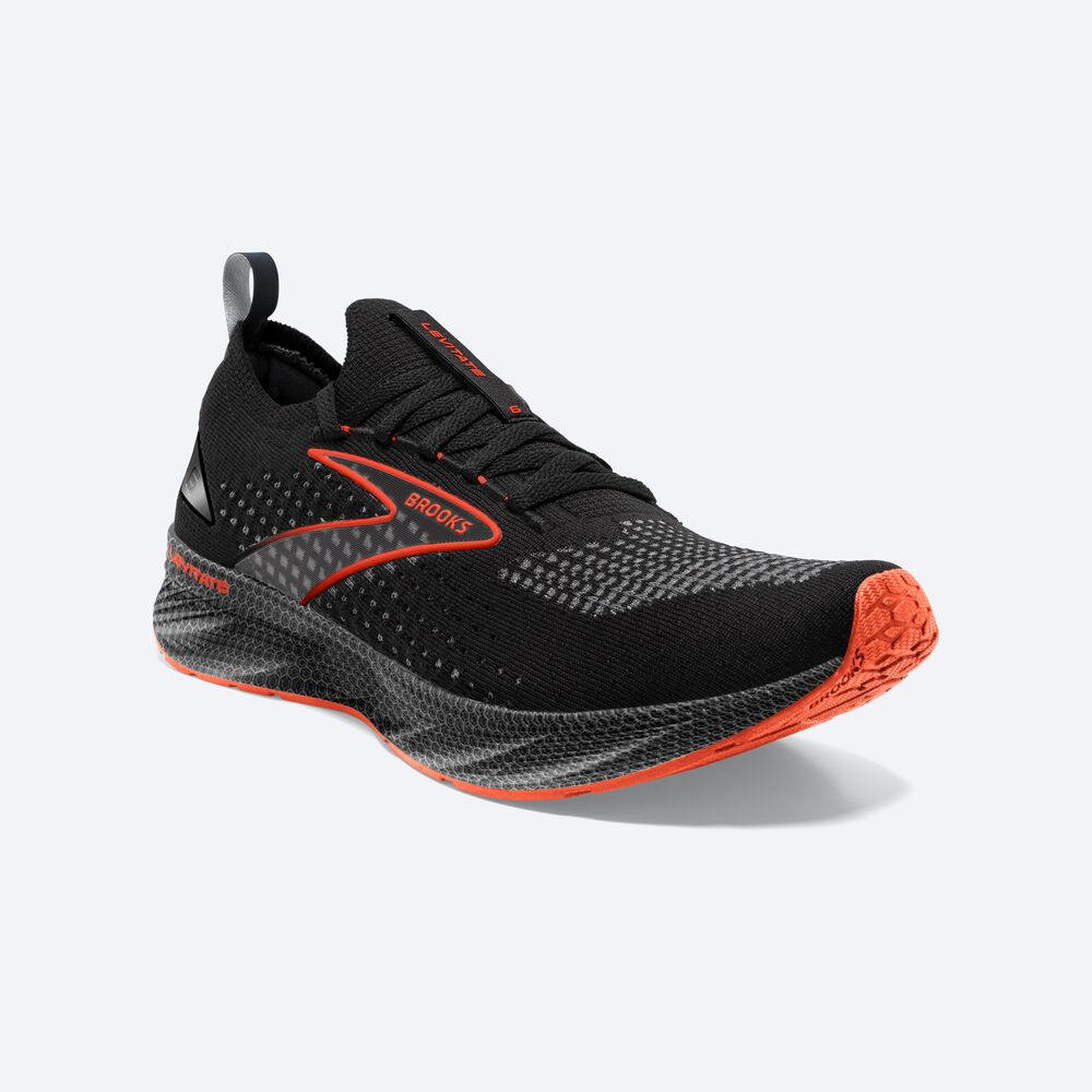 Brooks Levitate StealthFit 6 Férfi Futócipő Fekete/Narancssárga | HU517620