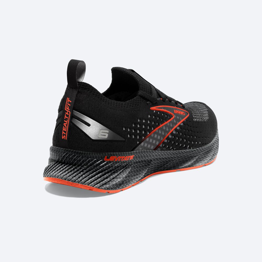 Brooks Levitate StealthFit 6 Férfi Futócipő Fekete/Narancssárga | HU517620