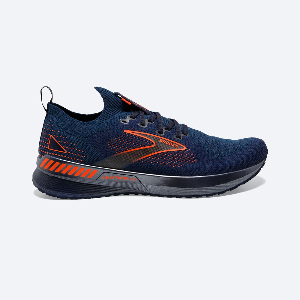 Brooks Levitate StealthFit GTS 5 Férfi Futócipő Sötétkék/Barna | HU643279