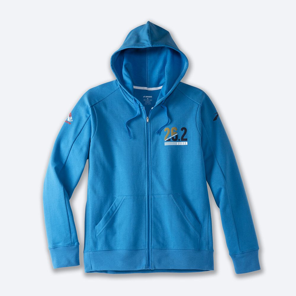 Brooks MCM22 Moment Full Zip Férfi Pulóver Kék | HU298413