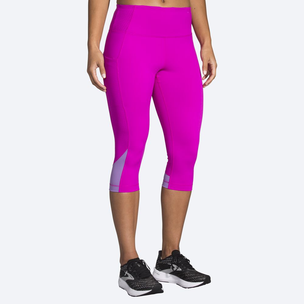 Brooks Method 1/2 Crop Tight Női Harisnyanadrág Rózsaszín/Lila | HU013672