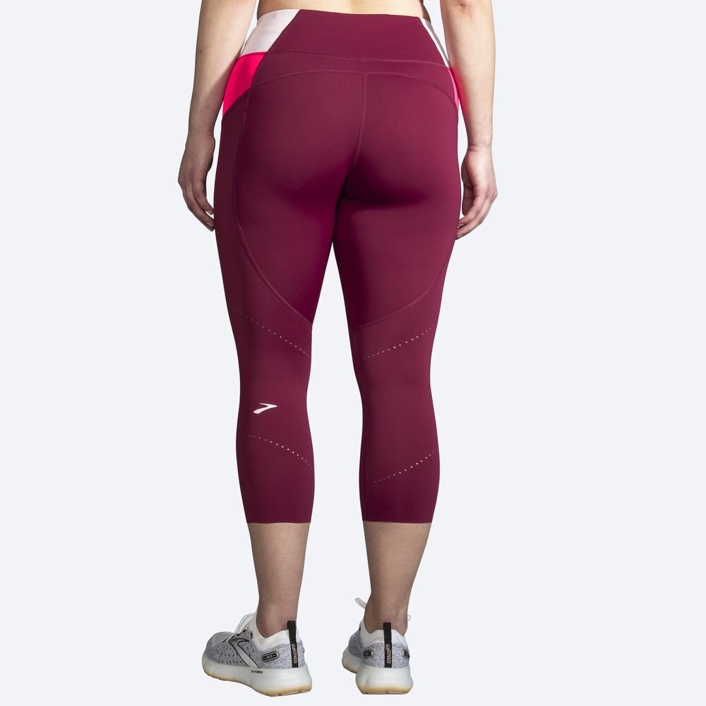 Brooks Method 3/4 Tight Női Harisnyanadrág Bordó/Rózsaszín | HU517304