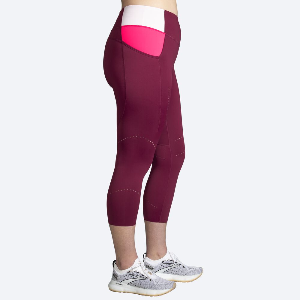 Brooks Method 3/4 Tight Női Harisnyanadrág Bordó/Rózsaszín | HU517304