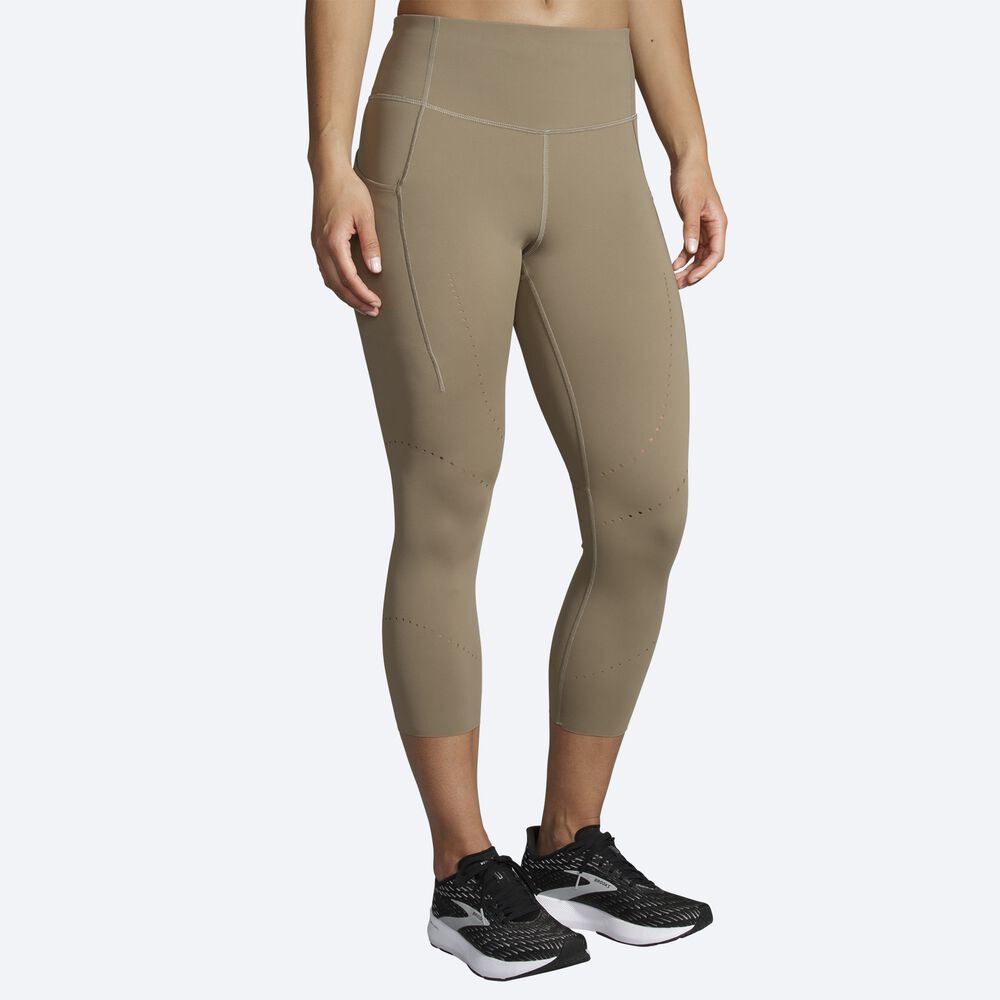 Brooks Method 3/4 Tight Női Harisnyanadrág Khaki | HU841063