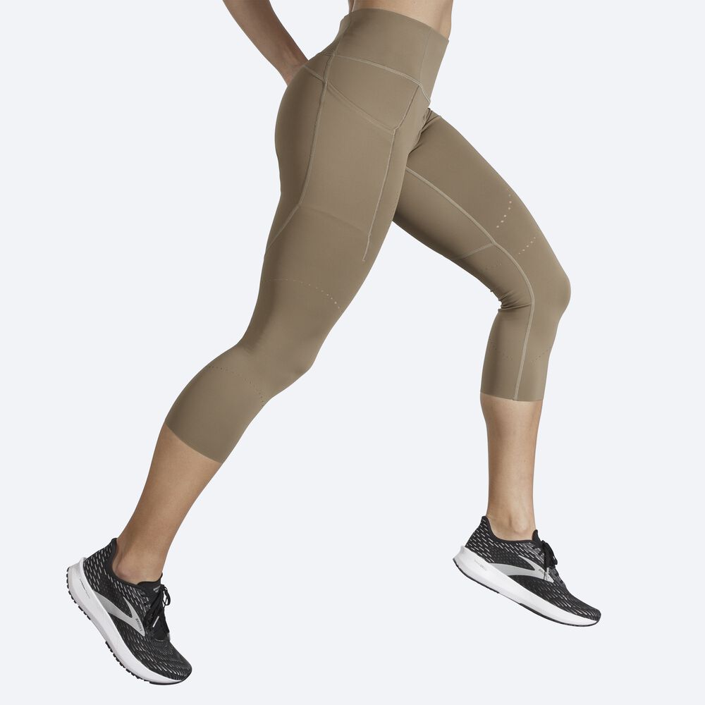 Brooks Method 3/4 Tight Női Harisnyanadrág Khaki | HU841063