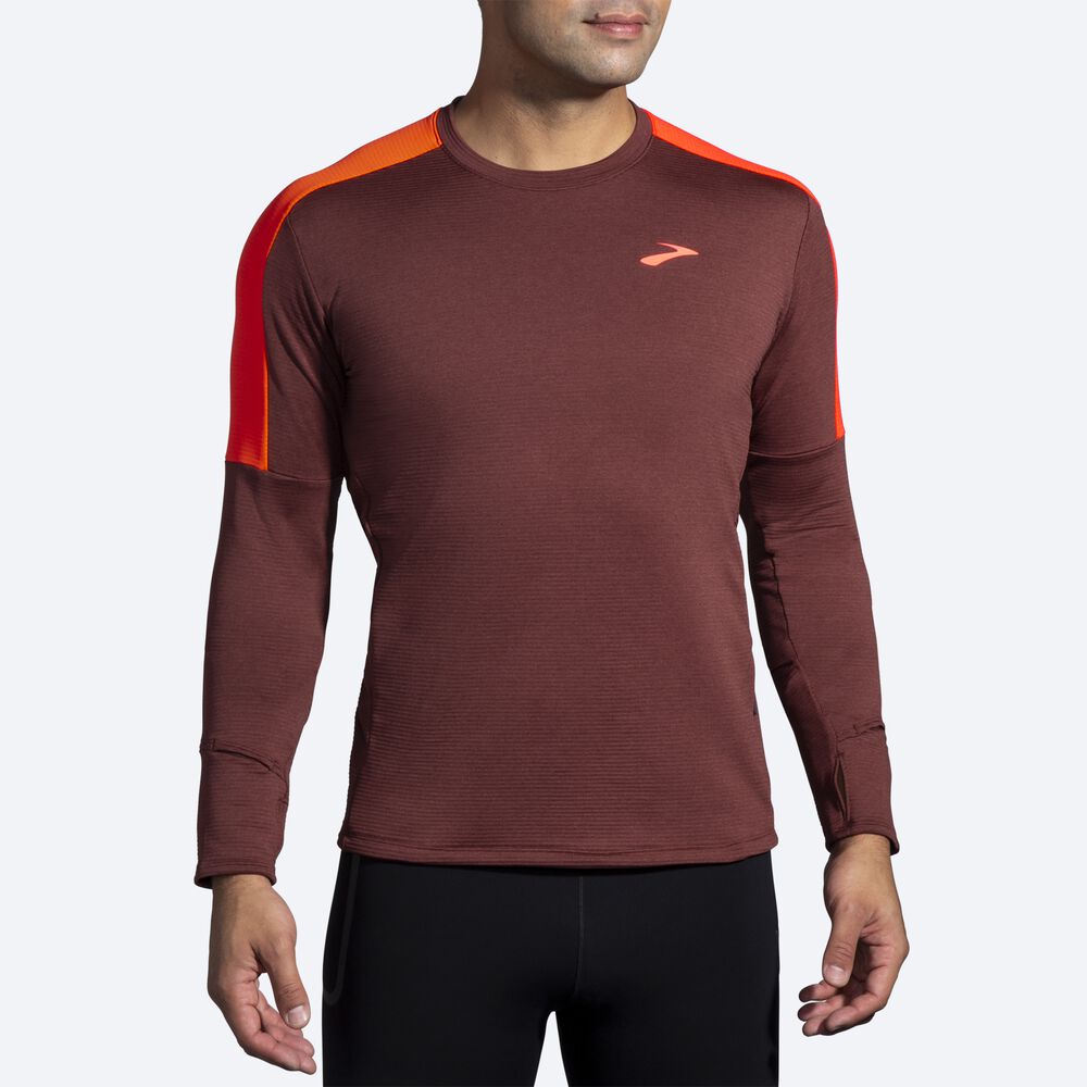 Brooks Notch Thermal Long Sleeve 2.0 Férfi Póló Csokoládé | HU365201