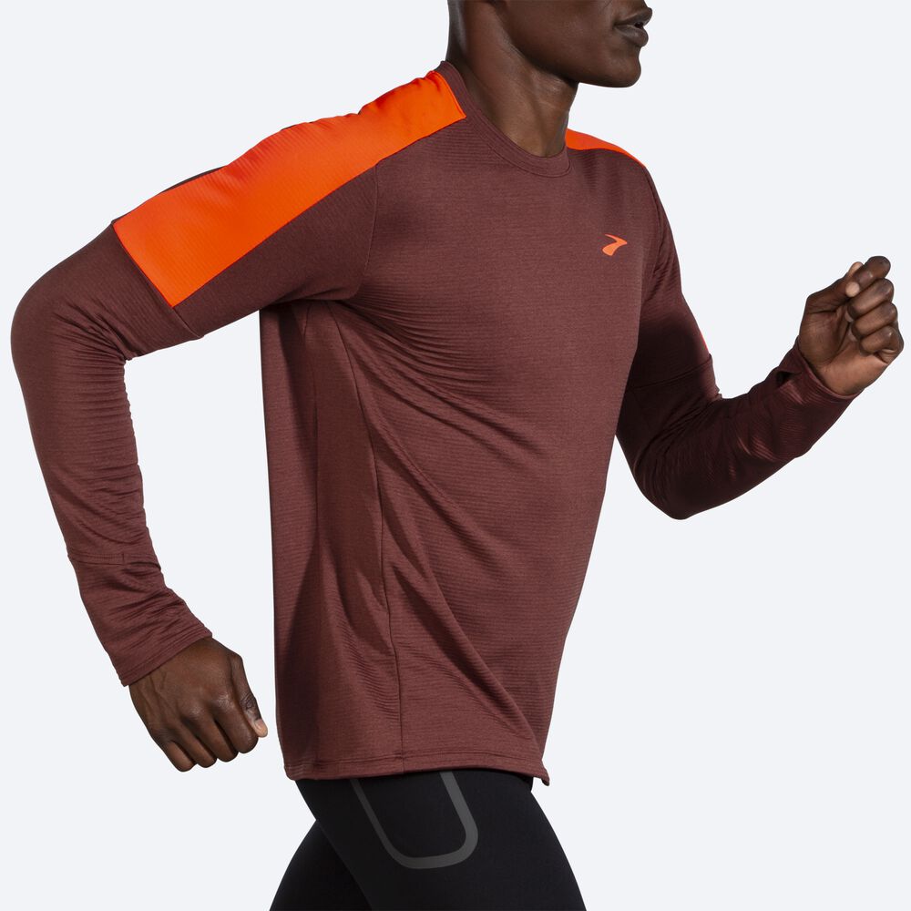 Brooks Notch Thermal Long Sleeve 2.0 Férfi Póló Csokoládé | HU365201