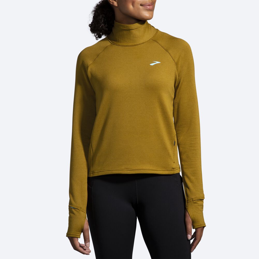 Brooks Notch Thermal Long Sleeve 2.0 Női Póló Olivazöld | HU231049