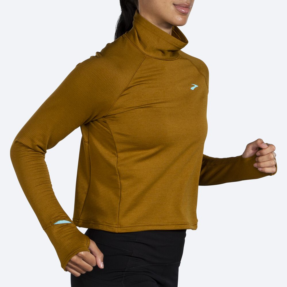 Brooks Notch Thermal Long Sleeve 2.0 Női Póló Olivazöld | HU231049