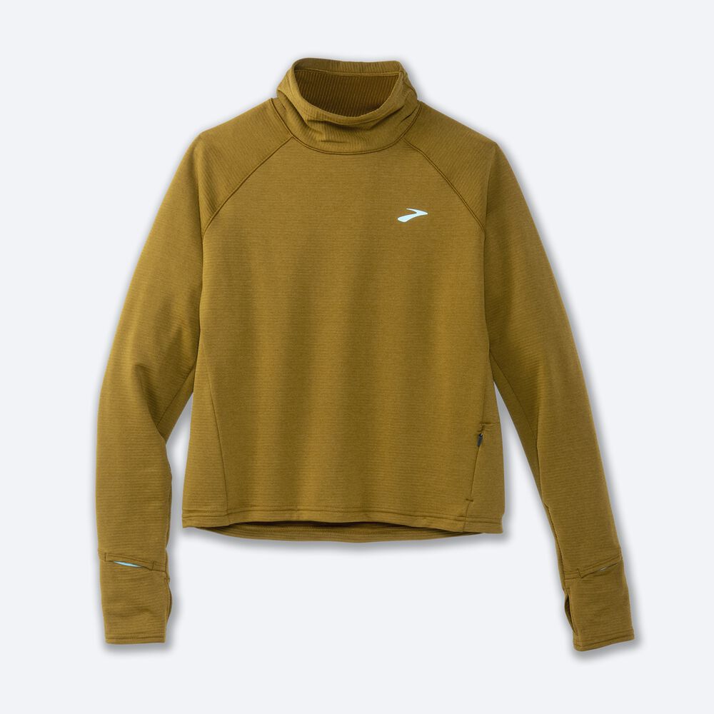 Brooks Notch Thermal Long Sleeve 2.0 Női Póló Olivazöld | HU231049