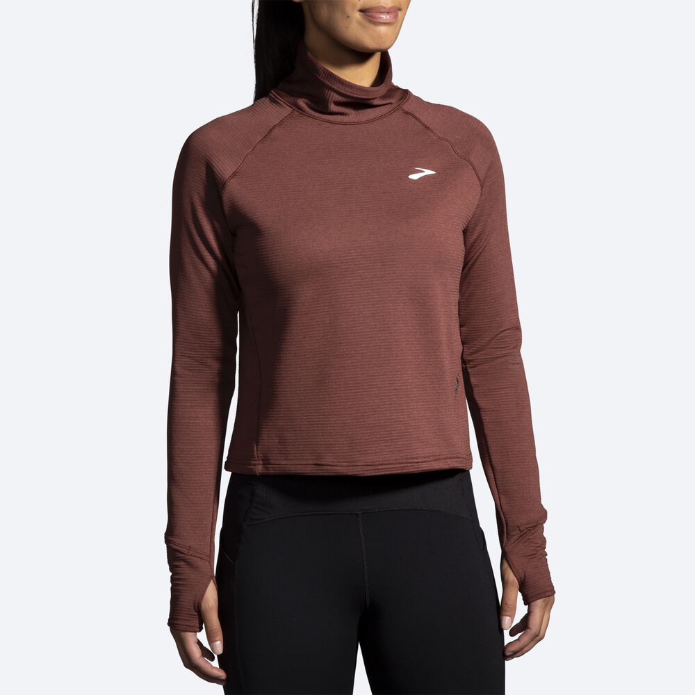 Brooks Notch Thermal Long Sleeve 2.0 Női Póló Csokoládé | HU813509