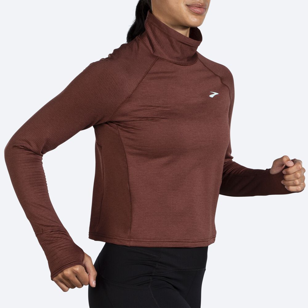 Brooks Notch Thermal Long Sleeve 2.0 Női Póló Csokoládé | HU813509