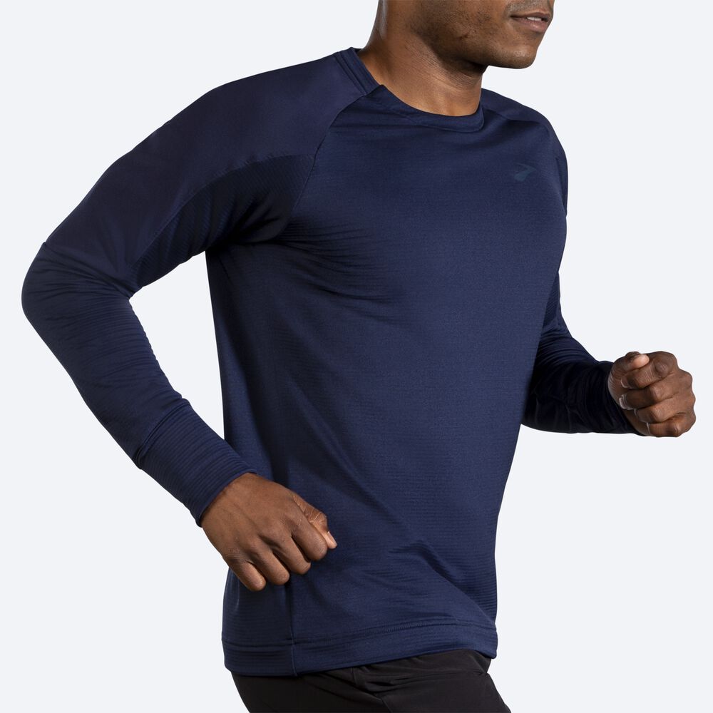 Brooks Notch Thermal Long Sleeve Férfi Póló Sötétkék | HU417306